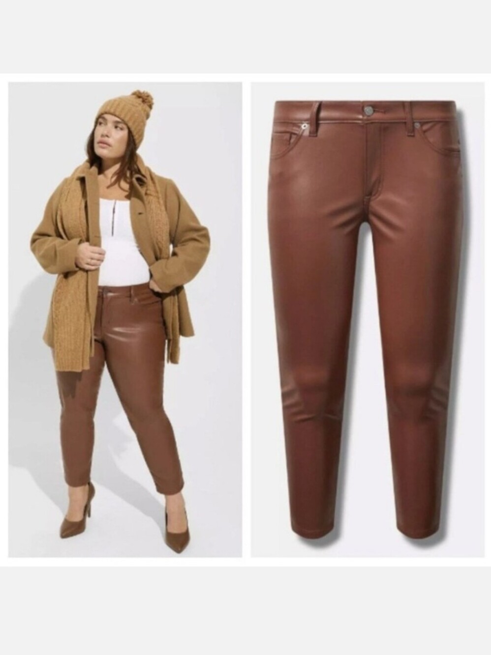 torrid Cognac Faux Leather Cropped Ankle Pants